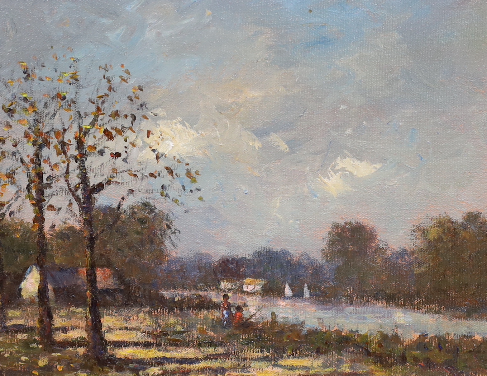 Donald Stockton-Smith (20th. C), oil on canvas, River landscape, signed, 24 x 29cm